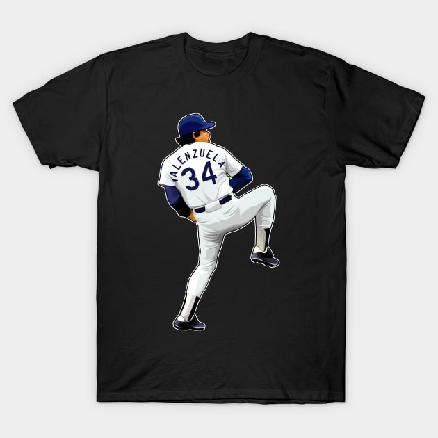 Fernando Valenzuela #34 Pitches T-Shirt by RunAndGow